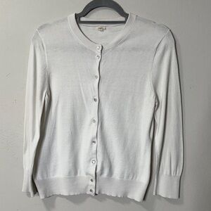 J. Crew White Women's Cardigan Sweater size medium preppy girl #6229